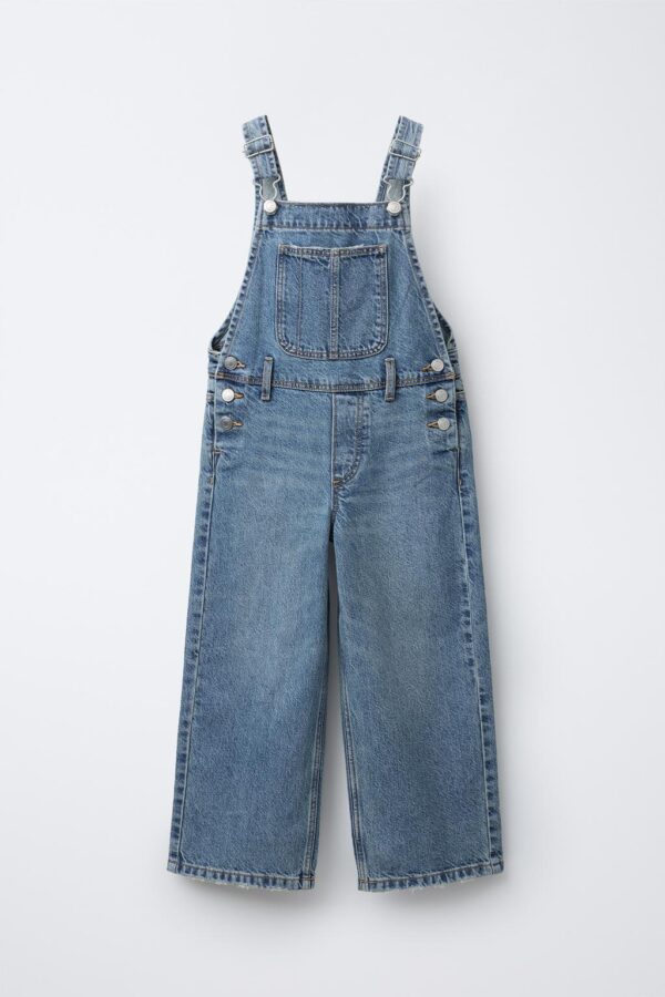 K1 WIDE-LEG DENIM DUNGAREES (LIGHT BLUE)