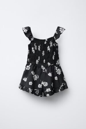 FLORAL SHORT PLAYSUIT (BLACK)