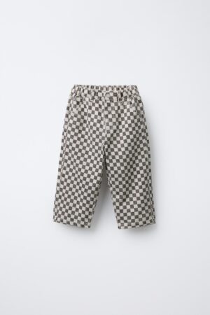 CHECKERBOARD BAGGY TROUSERS (GREY BROWN)