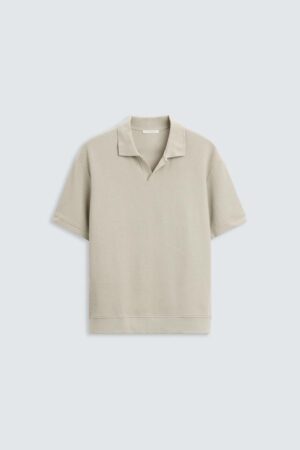 VERTICAL TEXTURED POLO SHIRT (GREEN-GREY)