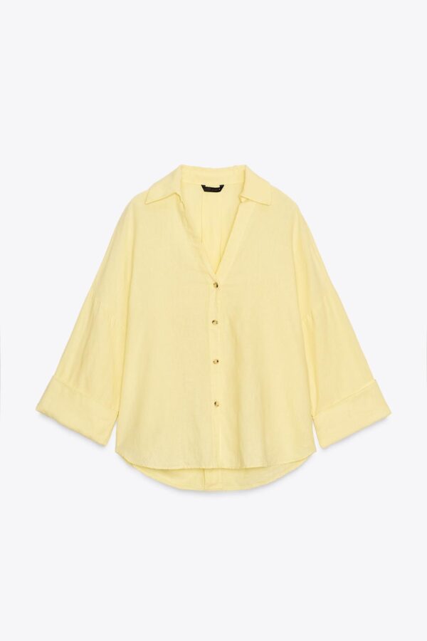 W1 WIDE-SLEEVE LINEN BLEND SHIRT (YELLOW)