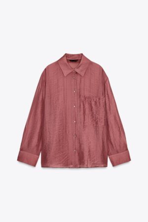 SEMI-SHEER OVERSIZE FLOWING SHIRT (ROUGE)